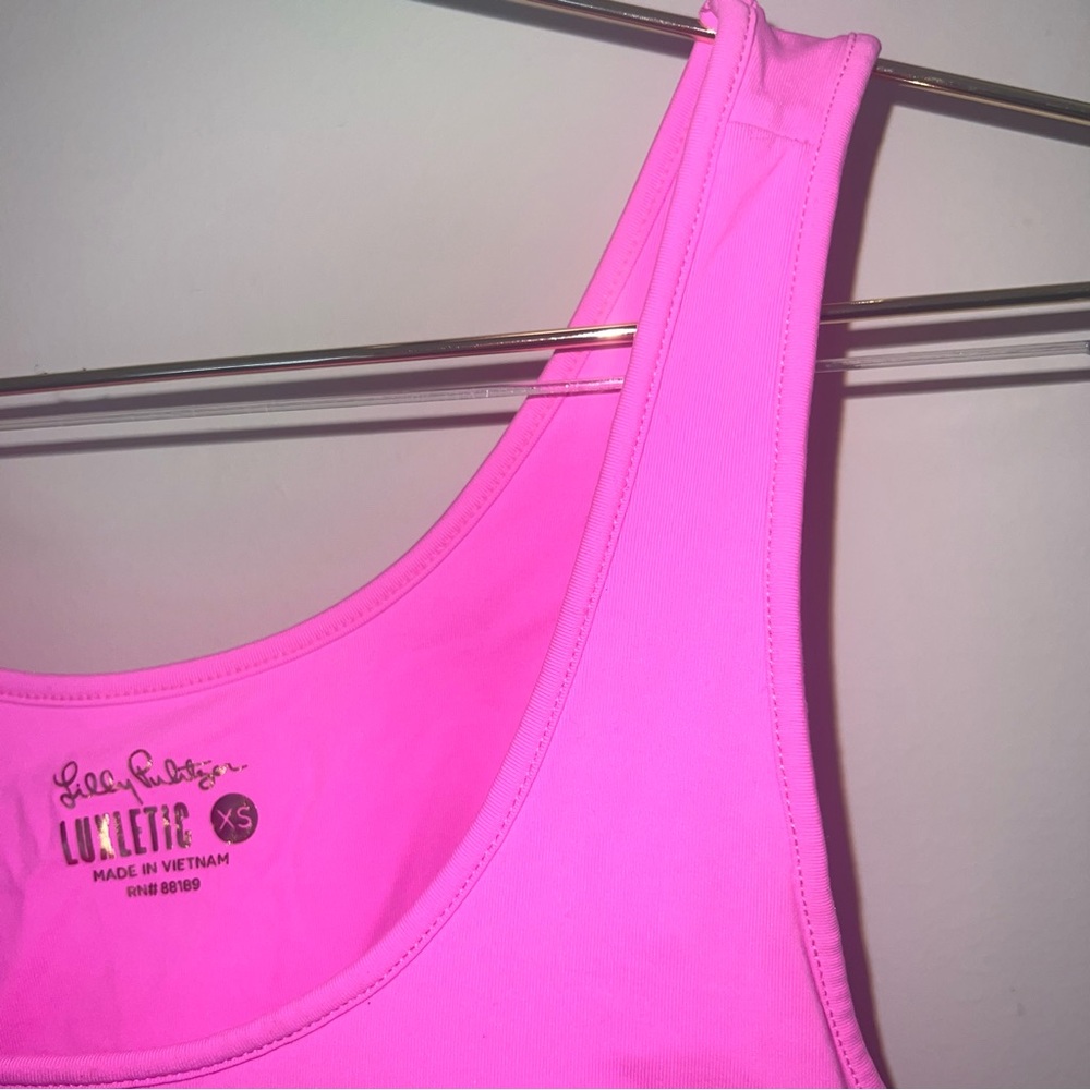 Lilly Pulitzer Pink Athletic Tank Top XS | Stretch Activewear Performance Top - Picture 4 of 7